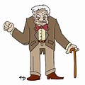 Grumpy Old Man with Computer Clip Art
