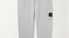 STONE ISLAND Tapered Logo-Appliquéd Cotton-Jersey Sweatpants for Men | MR PORTER