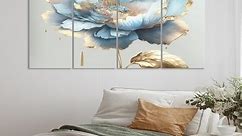 Designart "Chic Blue Blooming Flower II" Floral Multipanel Wall Art Prints - Bed Bath & Beyond - 38055990