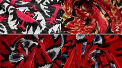 Red Silk Velvet Ikat Fabric by Meter Handwoven Upholstery Cloth for Curtains, Cushion Fabric, Dining Room Chairs, Automotive Headliner - Etsy