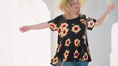 LARACE Tunic Tops for Women Summer Short Sleeve Plus Size Round Neck Blouse Tee