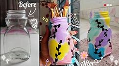 Painting on jar with acrylic colour.||Beautiful and easy bottle painting ideas.||Glass jar painting.