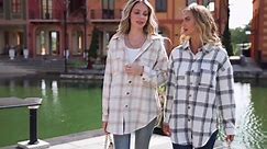 UVN Flannel Plaid Shirts for Women Shacket Jacket Long Sleeve Button Down Shirt Coats Top