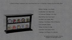 2 Shelves Military Challenge Coin Curio Stand Rack w/ UV Protection Viewing from both side, Black