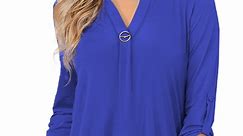 CPOKRTWSO Women's Clothes Plus Size Tunic Tops 3/4 Length Sleeve Shirts Dressy Casual V Neck Lady Blouse (M-4X)