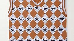 MAISON KITSUNÉ Profile Fox Argyle Jacquard-Knit Golf Sweater Vest for Men | MR PORTER