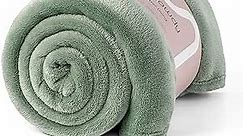 Plush Flannel Blanket Cozy Warm Comfy Soft Fleece Fall Fuzzy Throw Blanket for Couch Sofa Chair Bed Camping Traveling Twin Size (Iceberg Green, 60x80 inches) - 320GSM