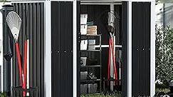 Metal Outdoor Storage 6FT x 4FT,Our Metal Outdoor Storage for Backyard Garden,Utility Tool Shed with Sliding Door for Neat and Tidy Storage of Your Tools,Patio Lawn (H6' x W6' x D4'),Black
