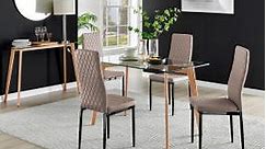 Furniture Box Malmo Glass and Wooden Leg Dining Table & 4 Cappuccino Milan Black Leg Chairs