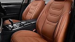 Car Seat Covers Full Set, Breathable Leather Automotive Front and Rear Seat Covers, Car Seat Protectors Full Set, Compatible with Most Vehicles, SUV (Brown, Front Pair)