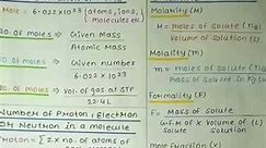 Mole Concept Handwritten Formulas sheet |Important Formulas|#moleconcept #chemistry #physicswallah 🎯