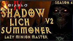 S4 V2 EZ Shadow Lich Summoner Necromancer Build Diablo 4