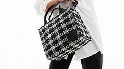 DKNY Hadlee tote bag with crossbody strap in black boucle | ASOS