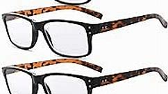 Eyekepper 5 Pack Reading Glasses for Men Spring Hinges Classic Readers Black Frame with Tortoie Arms +1.00