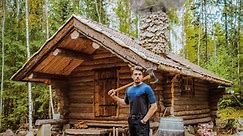 Build a stone fireplace in the log cabin.