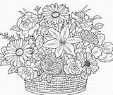 Coloring Pages Adults Adult Flowers Flower Printable Spring Cute Bouquet Basket Print Sheets Books Online Colouring Advanced Color Book Baskets sketch template