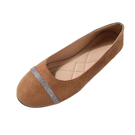Brown Women Solid Color Slip On Loafers Comfortable Flat Shoes For ...