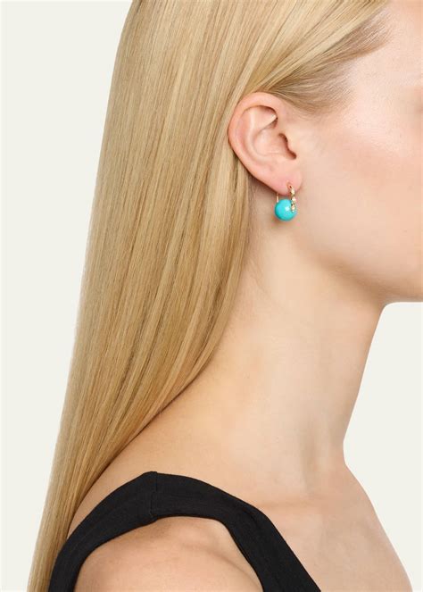 Sydney Evan 14K Turquoise Beaded Earrings with Diamond Marquise Eyes ...