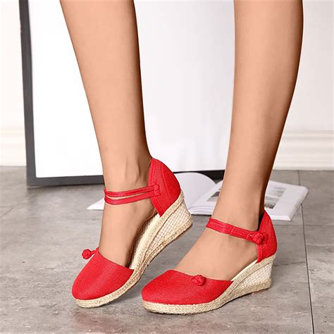 Njoeus Women's Espadrilles Closed Toe Ankle Strap Dressy Platform Wedge ...