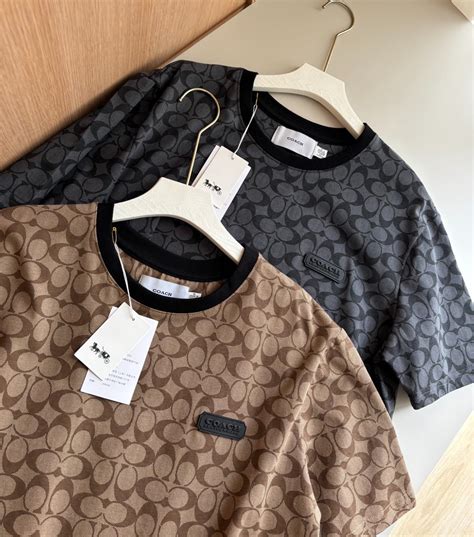 Coach Men's Black & Brown Printed Cotton T-Shirt, New With Tags