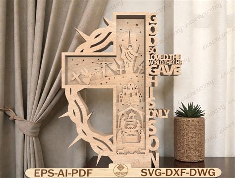 God so Loved the World Cross Laser Cut Graphic by Lasercutiny ...