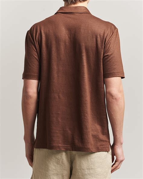 GANT Linen Polo Mahogany Brown at CareOfCarl.com