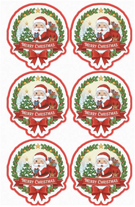 6 PCs Christmas Santa Clause Stickers - 3 Inches Round - Holiday | eBay
