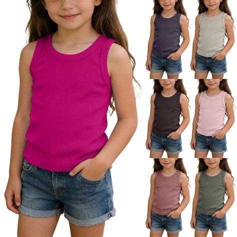 Afuyipoi Boys Girls Ribbed Knit Tank Top Earth Tone Essential Vest Sleeveless Soft Breathable ...
