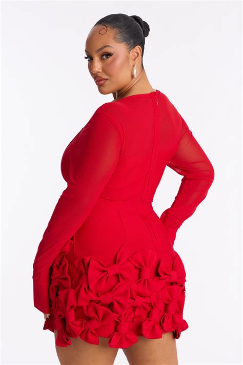 Literally Just A Girl Bow Bandage Micro Mini Dress - Red | Fashion Nova