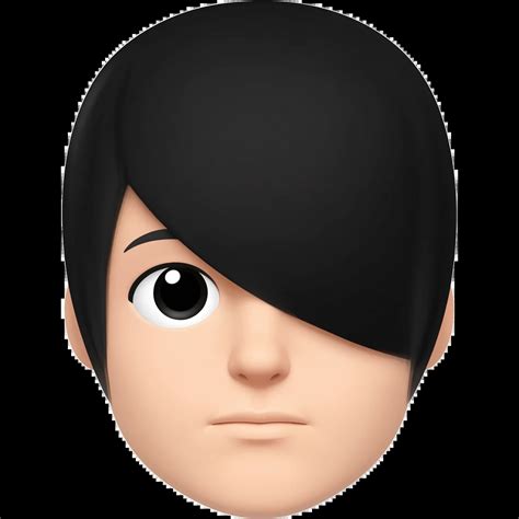 An actual emoji with black hair over one eye, NOT LOOKING REALISTIC OR ...