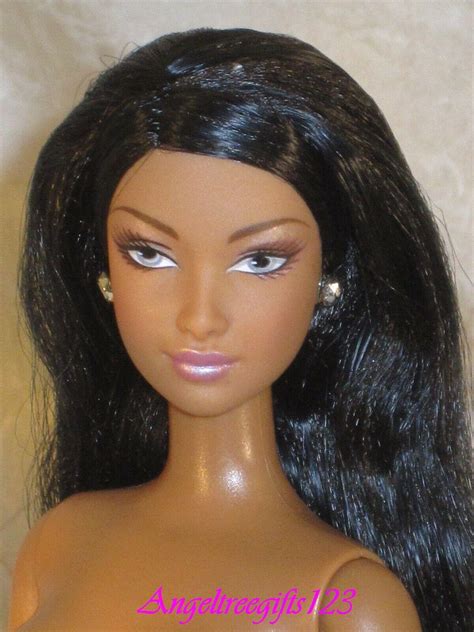Nude long brunette hair African American David's Bride doll goddess face sculpt | #3834554559
