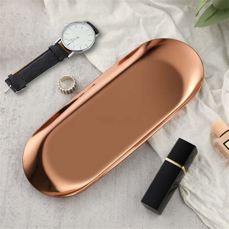 Safeglitz Oval Stainless Steel Trinket Tray, Small Serving Dish for ...