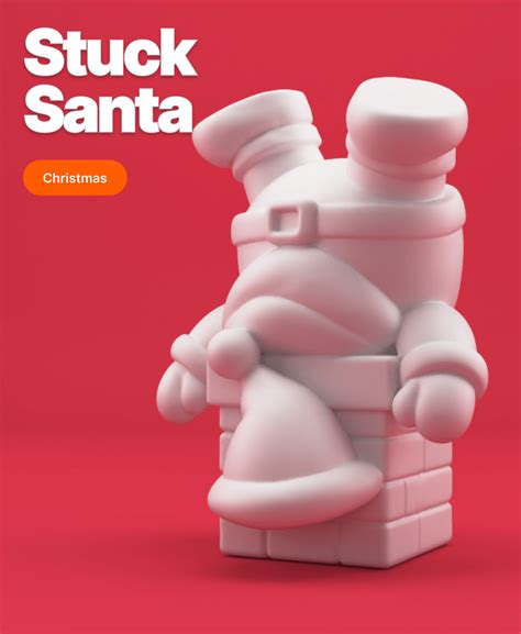 Stuck Santa in Chimney – Funny Christmas 3D Print Decor - 3D model by ...