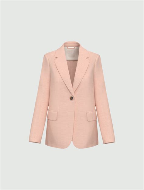Linen-blend twill jacket, pink | Emme