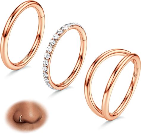 3pcs Nose Rings Hoops - 316L Surgical Steel Double Hoop Nose Rings 14G ...