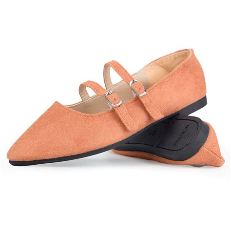 BERANMEY Women’s Mary Jane Ballet Flats Full-Back Slip-On with Double ...