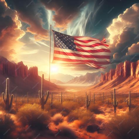 Premium Photo | Flag of Freedom Resolute Patriotism Amidst the Sonoran Desert Arizona Statehood ...