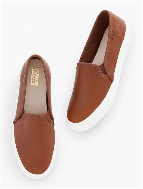 Keds® Double Decker Leather Slip-On Sneakers | Talbots