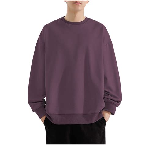 yillto Big and Tall Sweatshirts for Men Long Sleeve Solid Color Round ...