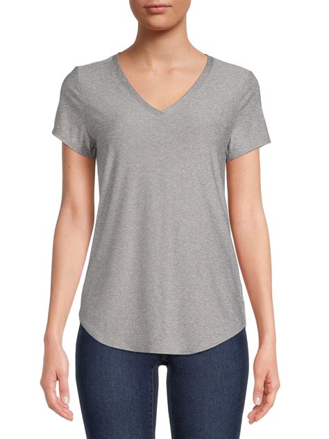 No Boundaries Women's Junior's Brushed V-Neck Short Sleeve T-Shirt ...