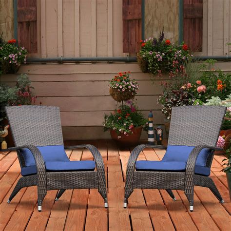 Amazon.com: Outdoor Wicker Adirondack Chairs Set 2 Rattan Fire Pit ...