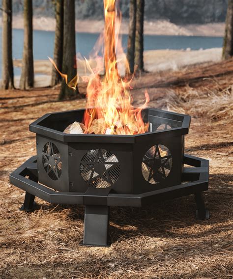 Vicinity Wood Burning Fire Pit, Outdoor Firepit with Grill for BBQ ...