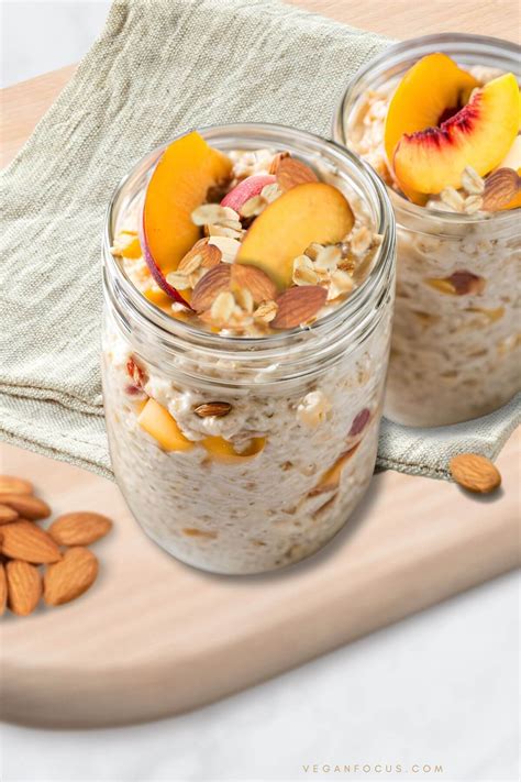 Peach Almond Overnight Oats - Vegan Focus
