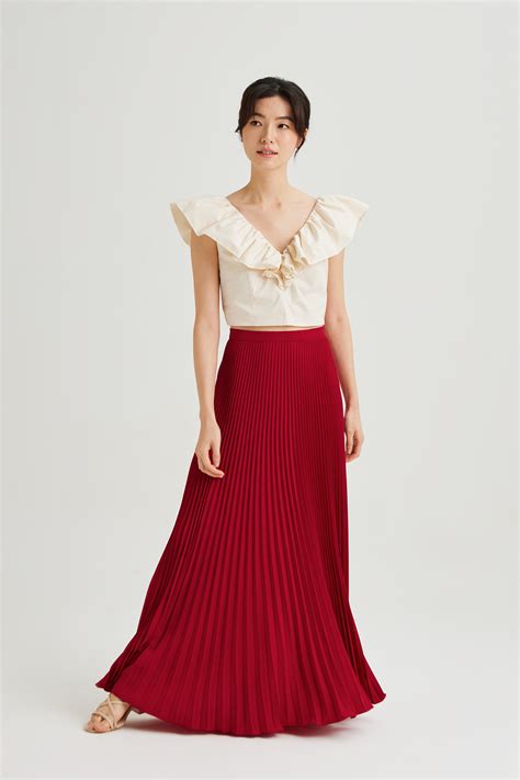 Sunray-Pleated Maxi Skirt - Our Second Nature