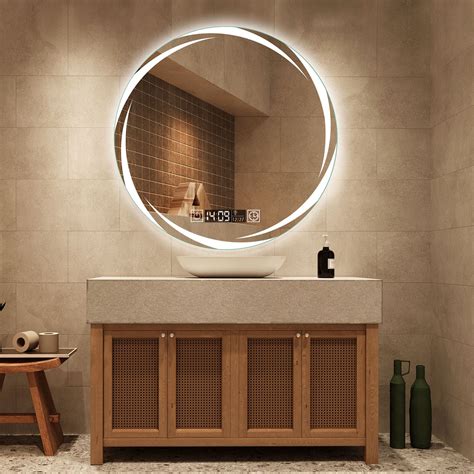 ORION Round Custom LED Mirror with Edge Frosted | Round mirror bathroom ...