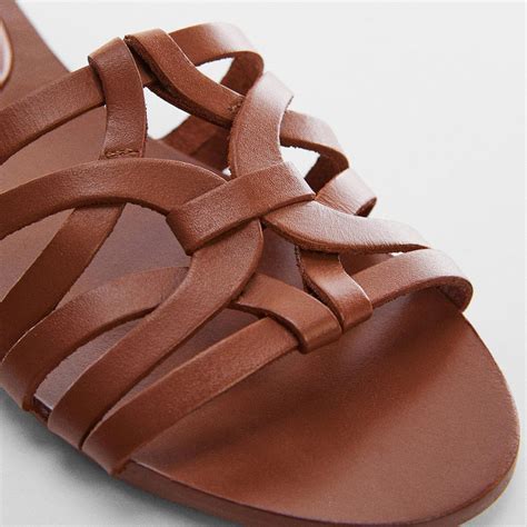 Brown Leather Strappy Flat Sandals - BrandAlley