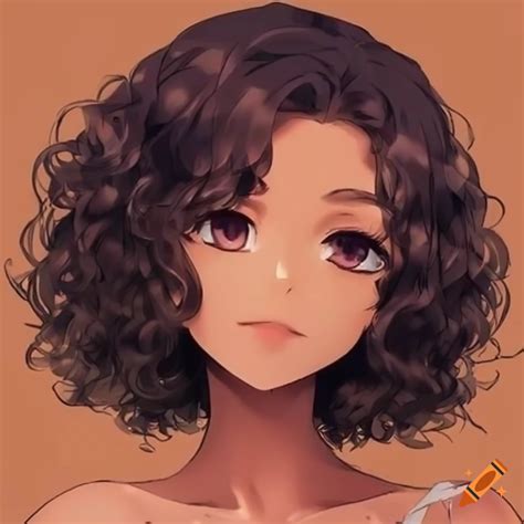 Anime character with black curly short hair, brown eyes, and brown skin ...