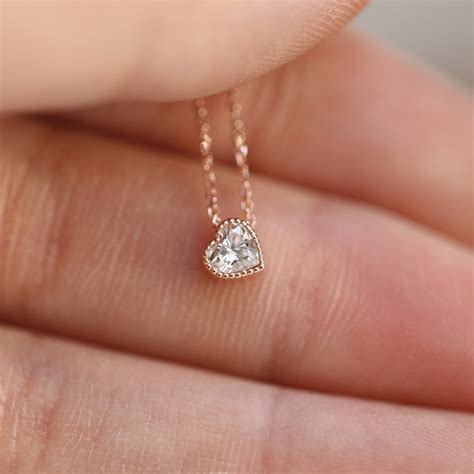 Heart Diamond Necklace, Diamond Solitaire Necklace, Heart Necklace ...