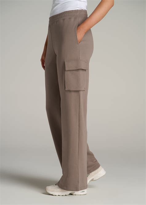 French Terry Wide Leg Cargo Women's Tall Sweatpants | American Tall