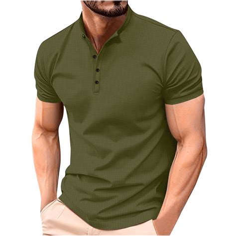CHEEREAM Men's Casual Henley Shirts Short Sleeve Summer Waffle T-Shirts ...
